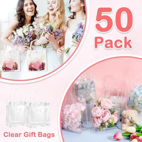 50 sacs cadeaux transparents avec poignées réutilisables - 7