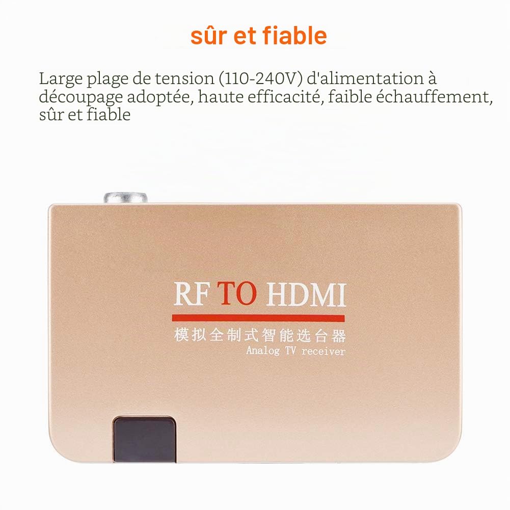 Convertisseur RF vers HDMI, Adaptateur de Modulateur HDMI Stable, Convertisseur Tout Standard Adaptateur Récepteur TV Analogique avec Télécommande, pour Projecteurs, Enseignement(Prise UE)