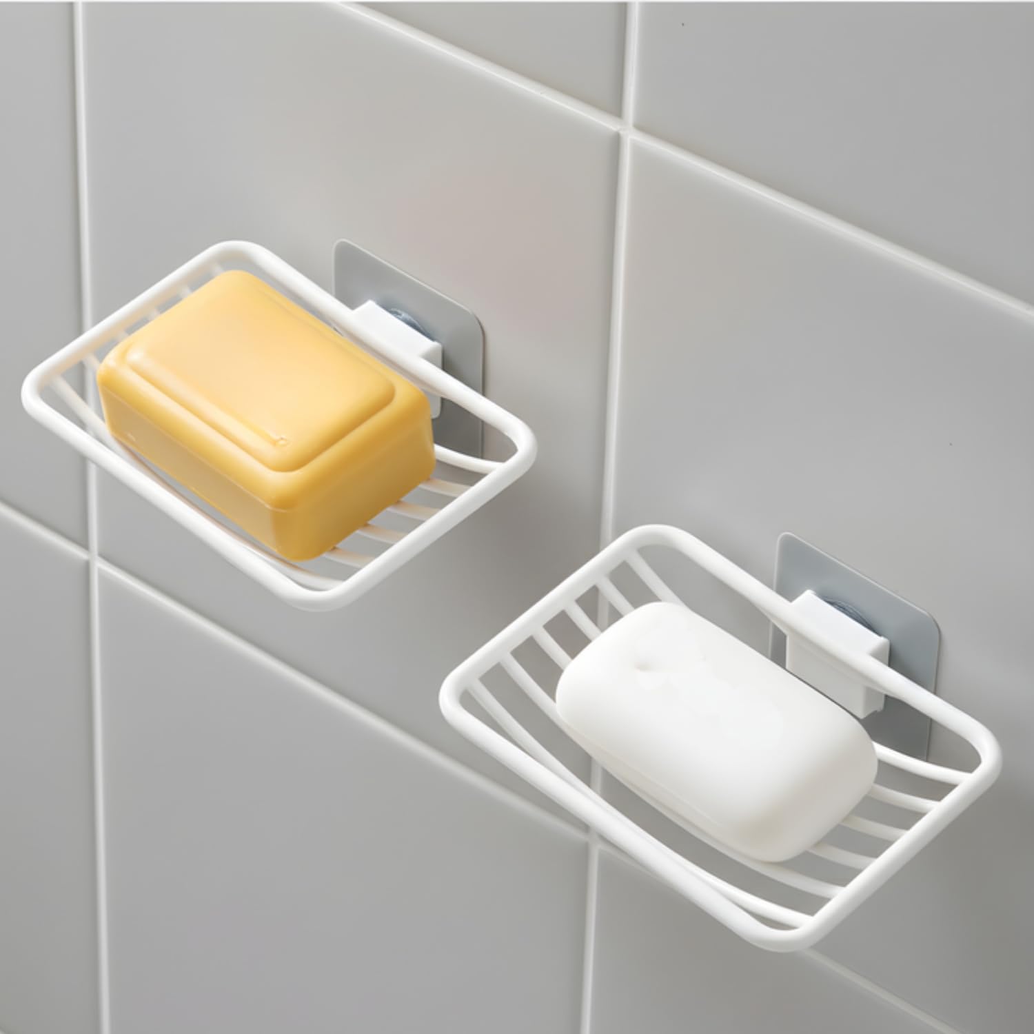 Satpurush Adhesive Soap Holder for Bathroom Wall | Stickable Soap Stand No Drill | Self Adhesive Soap Dish for Tiles | Plastic Soap Case with Drain Tray | Bathroom Organizer. (2)-image-11