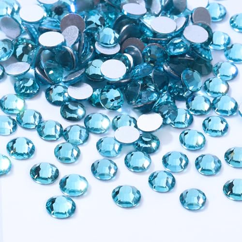 Image of Aquamarine Flatback Rhinestones, Glass Rhinestones for Nail Art and Craft, Glue Fix, Loose Crystal Gemstones(Aquamarine, SS16, 2880pcs, 3.8-4.0mm)