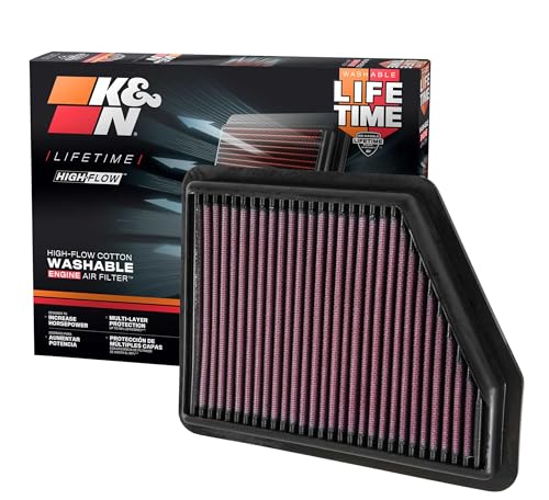 K&N High-Flow Original Lifetime Engine Air Filter: Increase Power: Premium, Washable: Compatible with 2016-2025 HONDA: Civic, HR-V, 33-5045