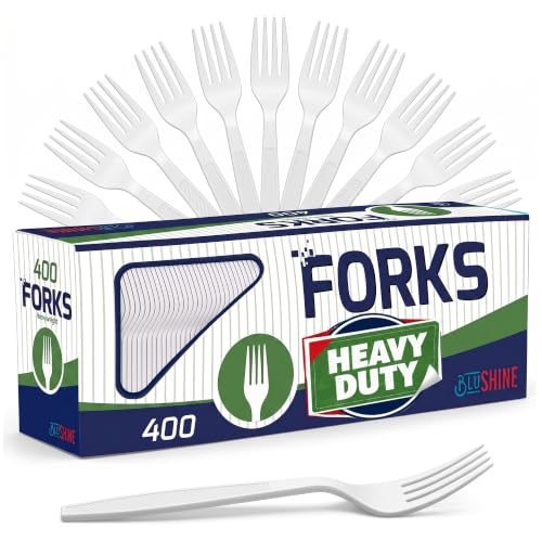 BluShine Heavy Duty Plastic Forks Disposable Bulk Cutlery