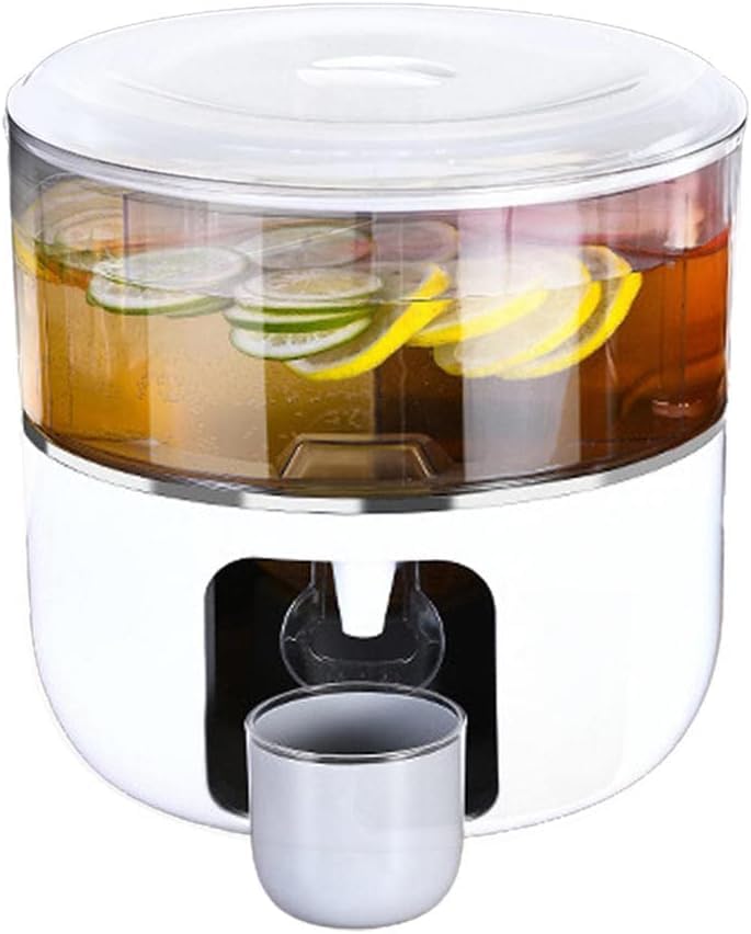 3 Compartment Rotatable Cold Jar, Refrigerator with Faucet, Large Capacity 5L Juice Drink Dispenser, Beverage, Juice Dispenser, Drink Dispenser, Clear Iced Beverage Dispensers