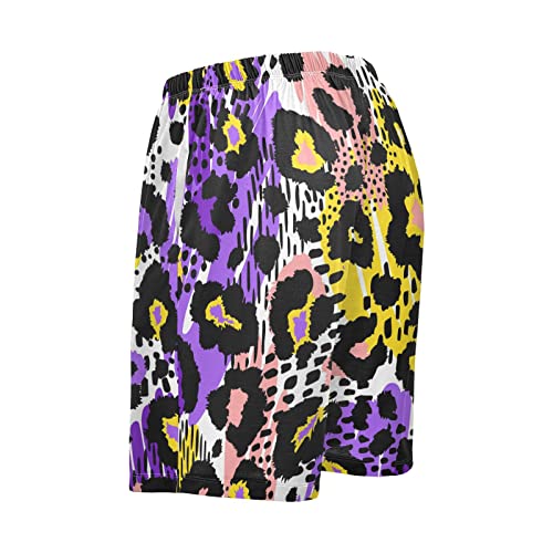 OTVEE Men Wild Pattern Pajama Shorts Lounge Sleep Shorts Pajama Bottom Sleepwear Shorts with Drawstring and Pockets,S4