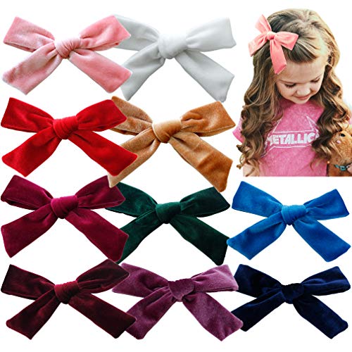 Big Hair Bows Girls Toddler Velvet 5 inches 10 PCS Hair Clips for Girls Alligator Baby Ponytail Holder