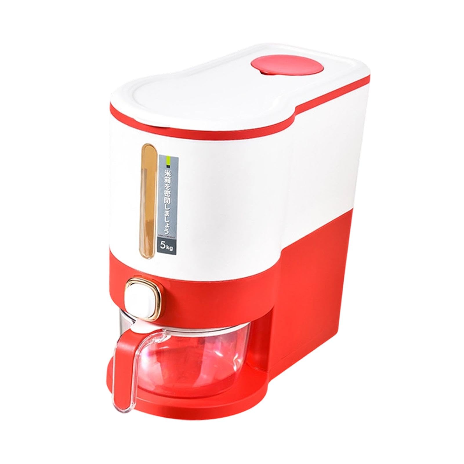 Rice Storage Container Dry Food Container for Home Closet Kitchen Countertop Red