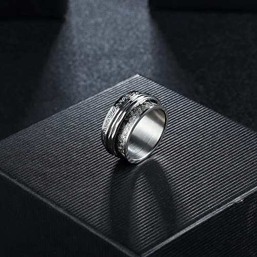 Magitaco Stainless Steel Spinner Rings Fidget Band Rings Moon Star Flower Butterfly Anxiety Rings for Women Men3