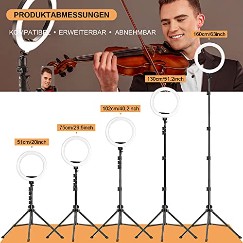Ringlicht LED Ringlicht mit Stativ,10 Zoll Ringleuchte Ringlicht mit Stativ Handy 160cm,Selfie Ringleuchte Ringlicht für… – Bild 4