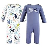 Touched by Nature Unisex Baby Organic Cotton Coveralls, Ocean, 12-18 Months