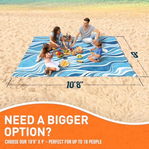 Everlasting Comfort Large Beach Blanket Waterproof & Sandproof - 80" x 80"/ 6.7ft x 6.7ft - Lightweight Picnic Mat, Camping Necessities for 4 People - Accessories for Outdoor Festivals - Blue - Image 3