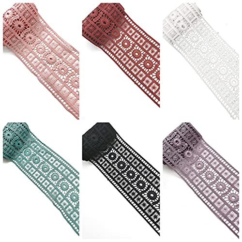Tinwin Multicolor Lace Ribbon Vintage And Thick Embroidery Lace Trim For Diy Craft Party Bridal Wedding Decoration And Dress Edging Sewing 3.3 Inches 5 Yards/Lot（Black） #TOP3