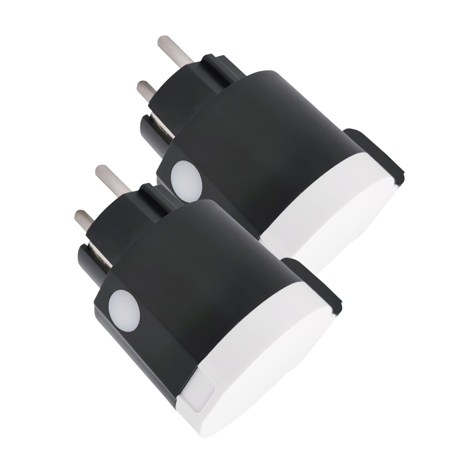 LED ATOMANT 2x Enchufe Wifi Exterior Redondo Negro 16A IP44 App Smart Life | Compatible con Alexa y Google Assistant, App Smart Life y Tuya