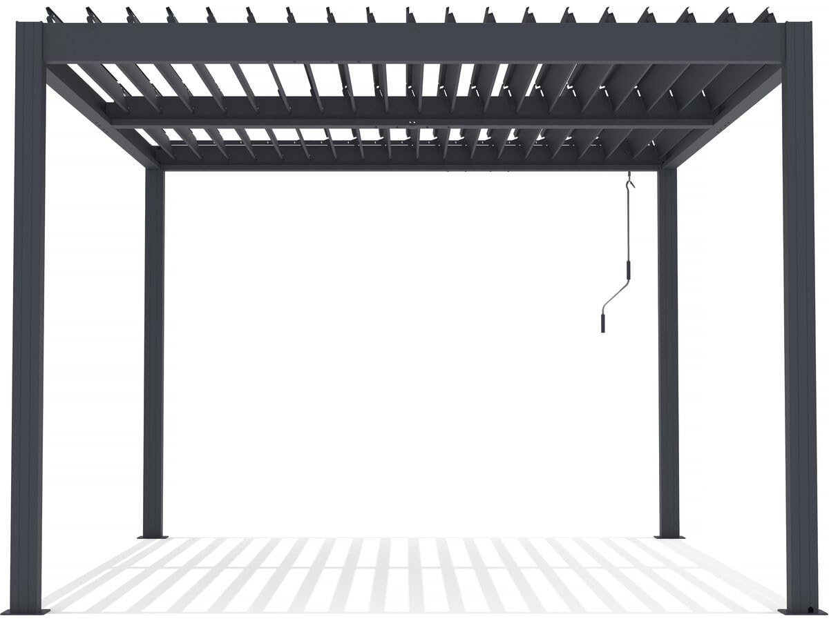 Pergola bioclimatique avec LED Windsor Premium en Aluminium 3 x 4 - Gris