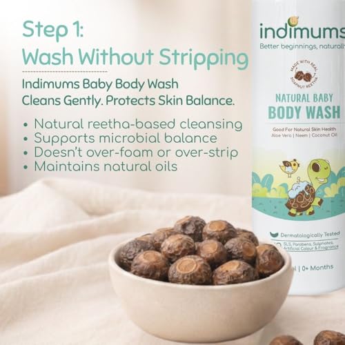 Image of Indimums Skin Bundle | Parent Saver Pack | Baby Body Wash 200ml + Face and Body Butter 100gm | Supports Baby Skin Barrier | No SLS, No Emulsifiers, No Preservatives | For Babies & Kids