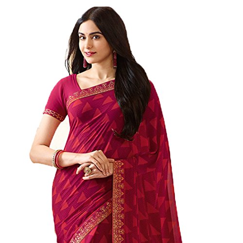Image of RAJESHWAR FASHION WITH RF Women's Printed Georgette Sarees For Women With Jacquard Work Lace Border & Blouse Piece (Multicolored)