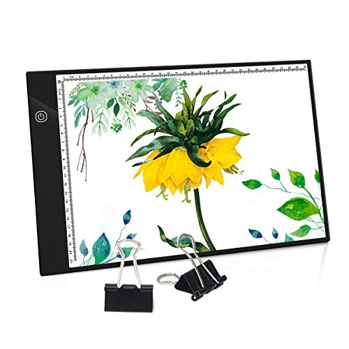 PullPritt Tablette Lumineuse A4, Ultra Mince 5mm Portable Lumineuse Planche à Dessin USB Rechargeable avec luminosité LED réglable pour Arts Dessiner Croquis Architecture Calligraphie Diamond Painting