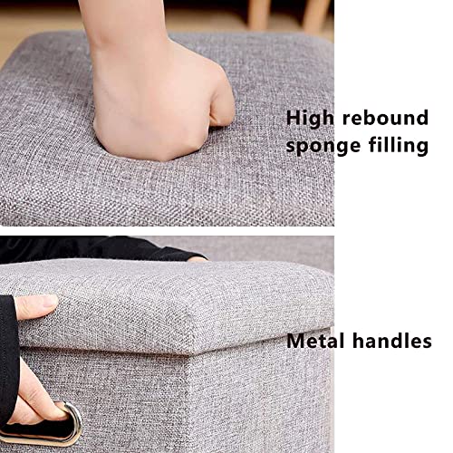 Repose-pieds doux rembourré 38cm avec coffre pliant en lin - 5
