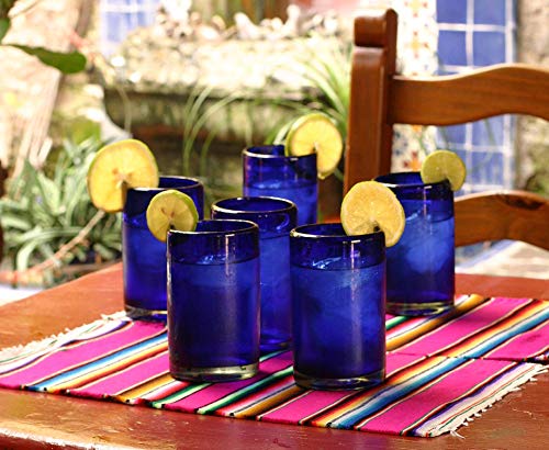Novica Artisan Crafted Cobalt Blue Hand Blown Recycled Glass Cocktail Glasses, 14 Oz, Solid Blue' (Set Of 6) #TOP5