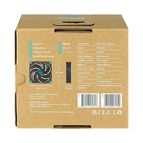 Ventilador de carcasa de 120 mm negro IceGALE refrigeración de PC sobremesa 120x120x25 mm 6