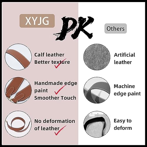 Vachetta Leather Strap for Celin Bucket Bag, Multi Length Handmade Cowhide Crossbody Purse Strap for Handbag 【1.5inch Wide 35.4inch Long, Caramel (Caramel Thread)】4