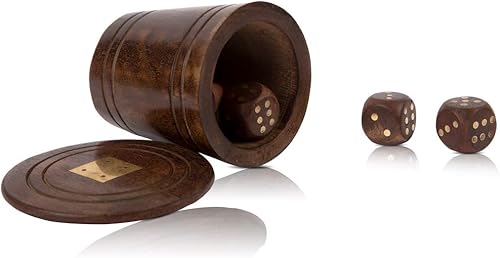 Miniatura 5 de Hecho a mano de madera 5 dados caja titular agitador de dados lanzador de dados portátil taza cinco dados juego juego juego caja de almacenamiento