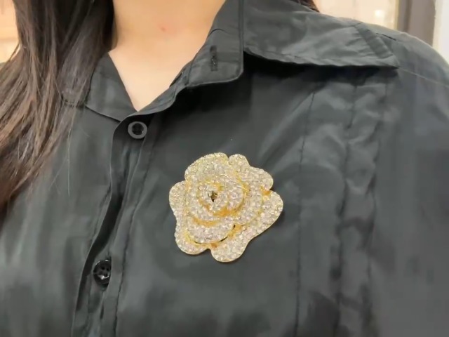 Rhinestone Flower Brooch Pin For Women - Gold Plated Daisy Rose Blossom Lapel Pin, Dress Accessory Gift For Mother's Day - View #9