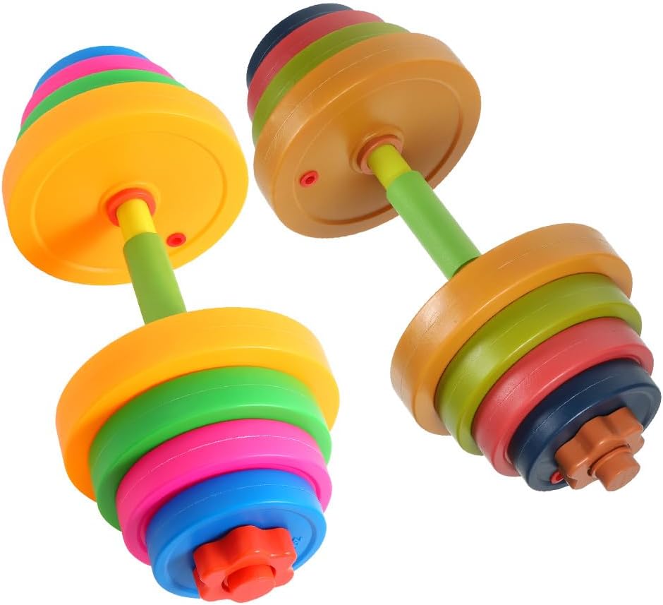 Yardwe 2pcs Kids Workout Dumbbell Weights Set: Adjustable Kids Dumbbells - Children's Fitness Equipment For Weightlifting Powerlifting Training, Fill with Sand Or Water