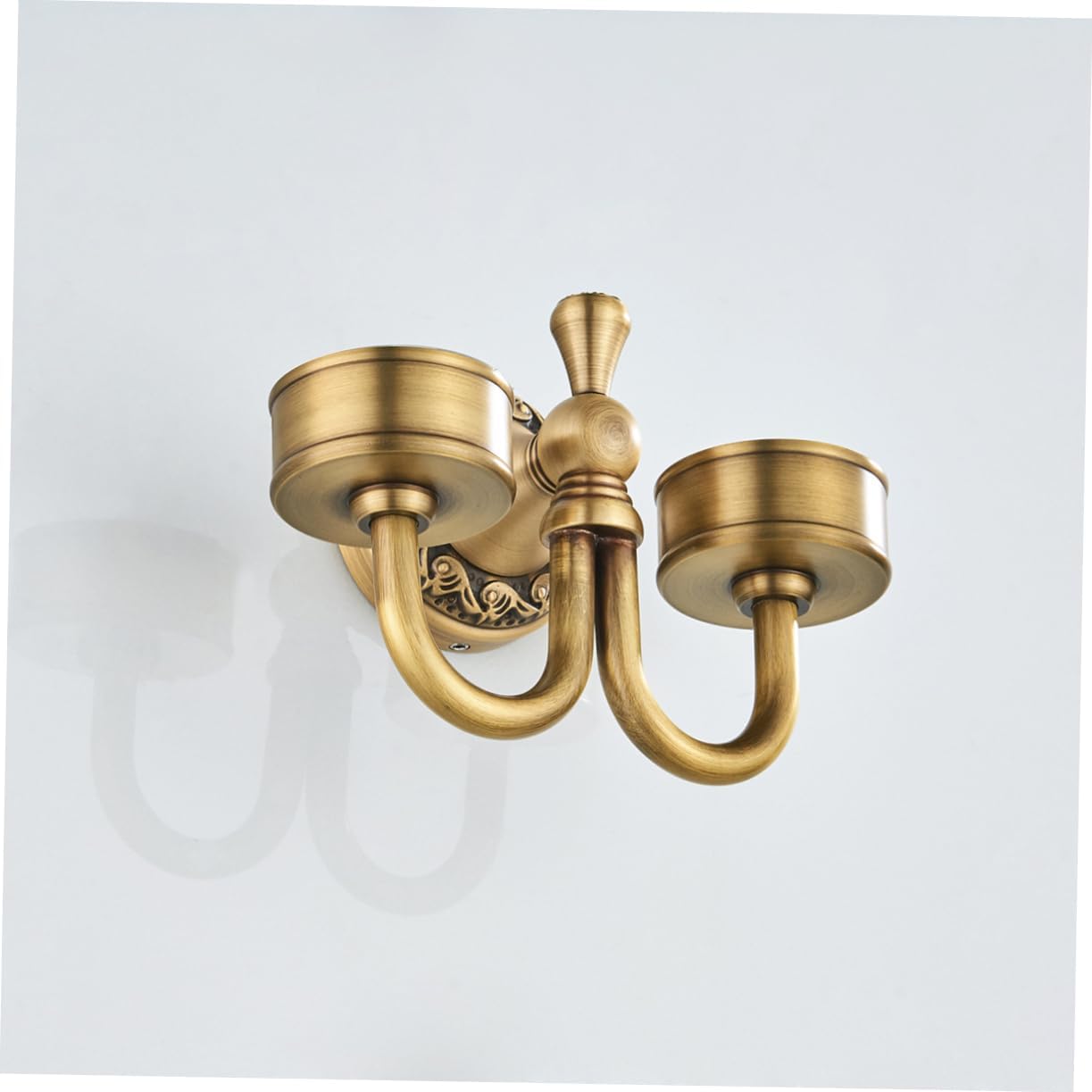 Vintage Copper Double Cup Holder Wall Mounted Toothbrush Rack with Elegant Ceramic Cups for Bathroom and Hotel Use Easy Install Resistant Design