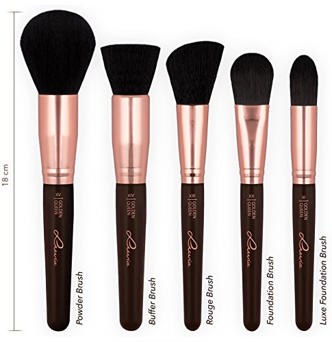 EXCLUSIVE : Professional Make up Brushes, “Golden Queen” 15 Brush Set including Satin Tube by LUVIA COSMETICS - Image 4