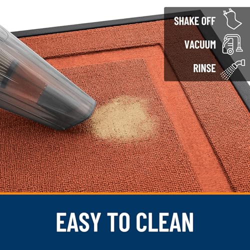 Image of OLANLY Front Door Mat Indoor Outdoor Entrance, Waterproof All-Season, All-Weather Doormat, Sturdy Natural Rubber, Low Profile, Easy Clean Patio Porch Entryway Mat, 71x47, Vermillion Red