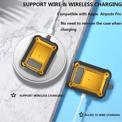 Image of Olytop for Airpods Pro 2 /1 Gen Case Cover with Lock (2019 /2022 /2023), Rugged Locking Case for Airpod Pro 2nd /1st Generation Shockproof Armor Protective Skin for Apple iPod Pro - Black /Yellow