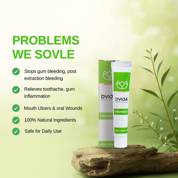 Image of Dvija Oramend Ayurvedic Oral Healing Cream - 10 gms | Trusted Herbal formula for Mouth Ulcers, Bleeding gums, Mouth Ulcers, Toothache, post dental surgery /extraction care | Pack of 1