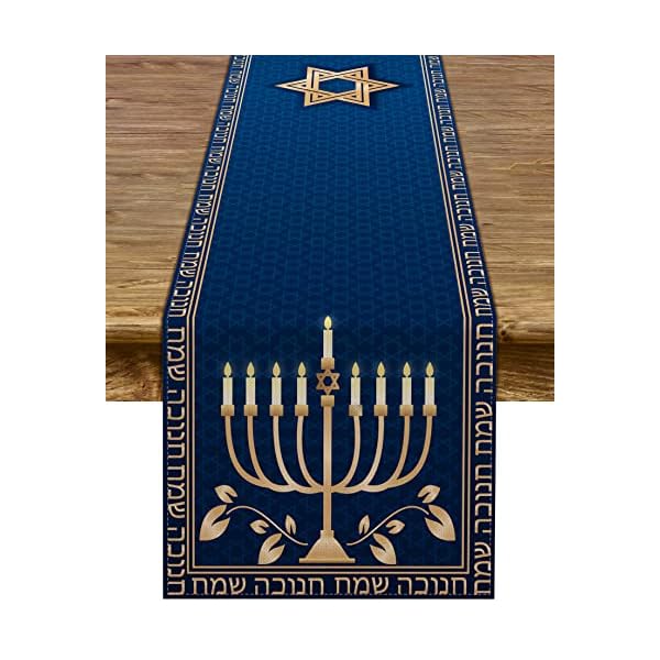 Hanukkah table runner chanukah menorah star of david jewish festival holiday party kitchen dining home decoration 13 x 72  urban country home decor