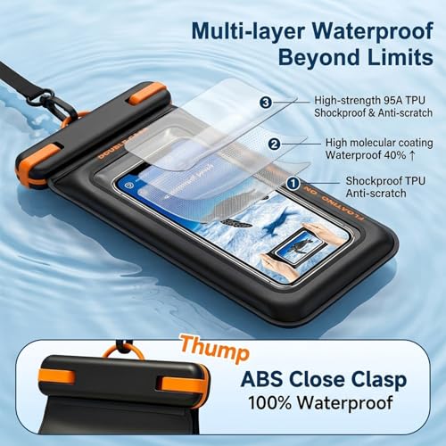 Image of ZORBES IP68 Waterproof Phone Pouch Double Space, Floating Waterproof Phone Case with Lanyard for iPhone 17 Pro Max 16 15 14 S26 S25, Phone Dry Bag Vacation Cruise Ship Travel, Up to 7.5''