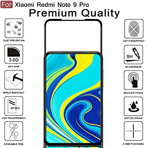Image of ZARALA Tempered Glass Screen Protector Compatible for (Black) with Edge to Edge Coverage and Easy Installation kit (redmi note 9 pro)