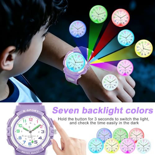 Image of CKV Kids Watch Analog Waterproof Time Teaching for Boys Girls | Acuurate Time Easy to Read with Soft TPU Band Thoughtful Present for Children age 5-15
