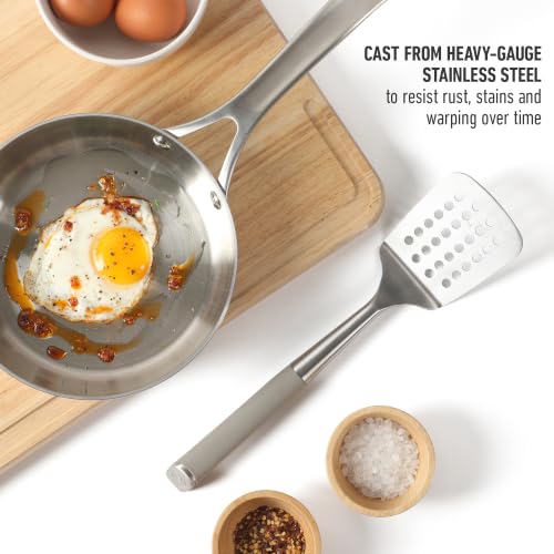 Image of Calphalon Slotted Turner, Kitchen Flipping Spatula, Slotted Spatula, Stainless Steel Turner with Silicone Heat Resistance Handle, Nonstick-Safe Spatula for Draining and Flipping (Taupe)