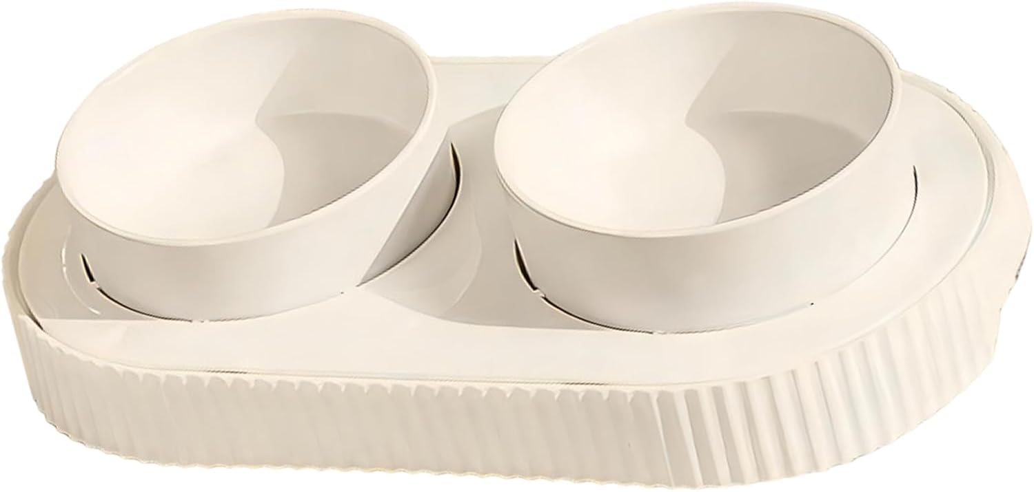 USB Heated Double Bowls for Pet Drinking Feeding Ceramic Food Feeder Water Bowl for Cold Weather Cats Food Warmer