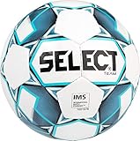 34 paneles cosidos a mano. SELECT Team - Balón para Adulto, Unisex, Color Blanco y Azul, 5