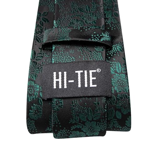Image of Hi-Tie Mens Paisley Floral Striped Ties Set Silk Necktie and Lapel Pin for Men Pocket Square Cufflinks Set Business Wedding