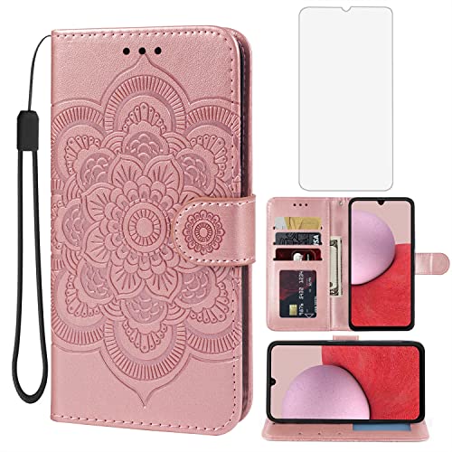 Protégez votre écran de Galaxy A14 avec cet étui portefeuille antichoc rose gold