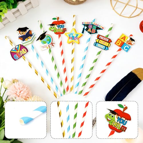 24 pitillos de papel para graduación con diseño dorado miniatura 3