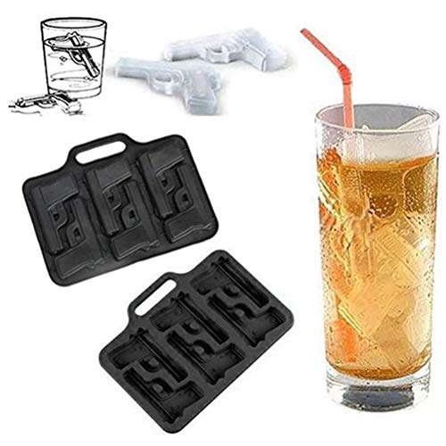 Set de moldes para cubos de hielo con diseño de pistola negro miniatura 4