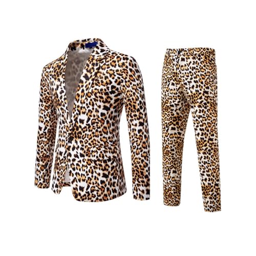 Ensemble blazer léopard ajusté et pantalon costume homme tendance coupe slim