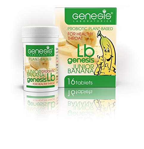 Genesis LB Junior Kids Probiotic Chewable Tablets - Banana Flavour with Xylitol, 16 Tablets for Children’s Digestive Health