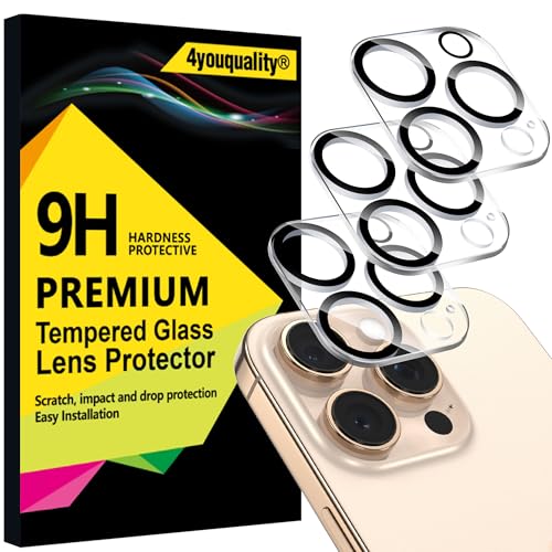 4youquality [3-Pack Camera Lens Protector for iPhone 16 Pro (6.3-Inch) & iPhone 16 Pro Max (6.9-Inch), 9H Tempered Glass, [LifetimeSupport][Case-Friendly][Anti-Scratch][Does Not Affect Night Shots]