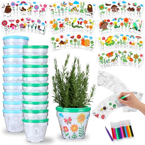 Qyeahkj 18 Sets Flower Pot Craft for Kids Spring Coloring
