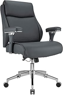 Realspace Modern Comfort Keera Bonded Leather Mid-Back Manager's Chair, Gray/Chrome