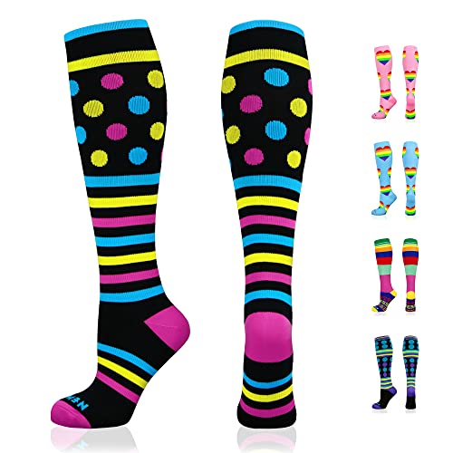 NEWZILL Medical Compression Socks for Women and Men Circulation 20-30 mmHg Best Compression Stockings for Running Athletic Travel Flight Nurses Pink