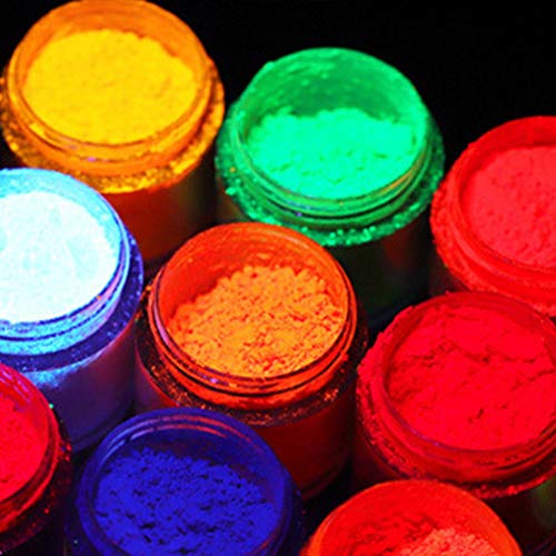Minkissy 12 stücke farben nagel fluoreszenz pulver pigment leuchten in dunklen nagel neon kunst pulver staub 3d diy… – Bild 3